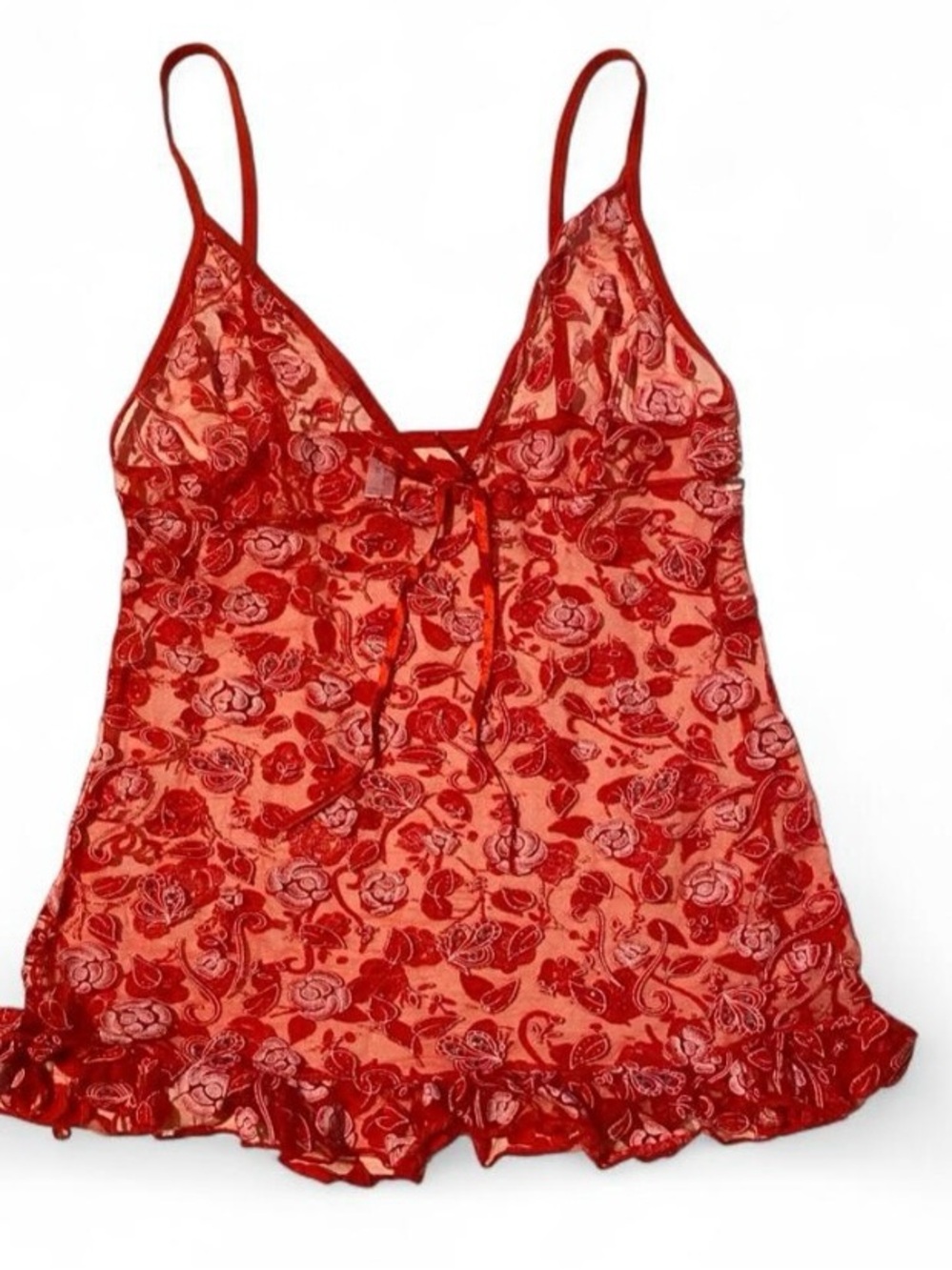 Red Floral Lace Chemise